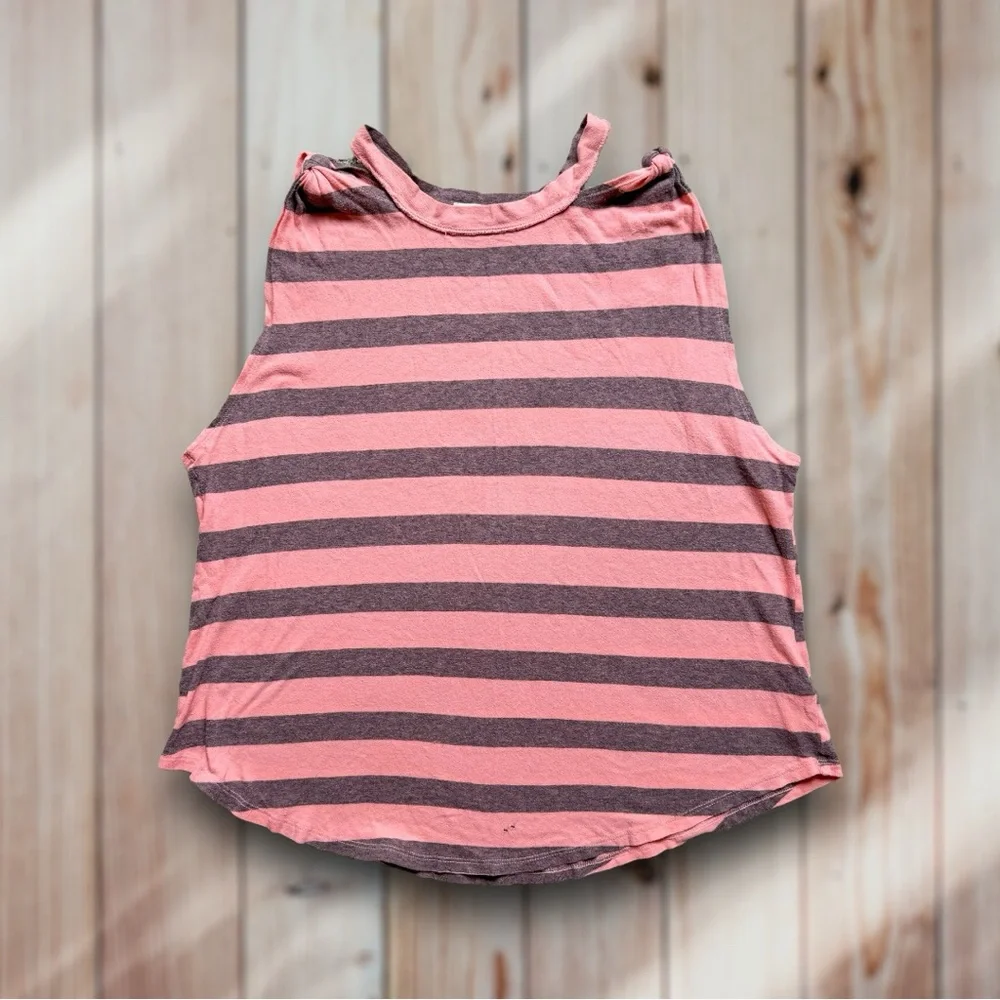 ✨ Free People We The Free The Twist Coral Light Striped Tank Top - Picture 4 of 11
